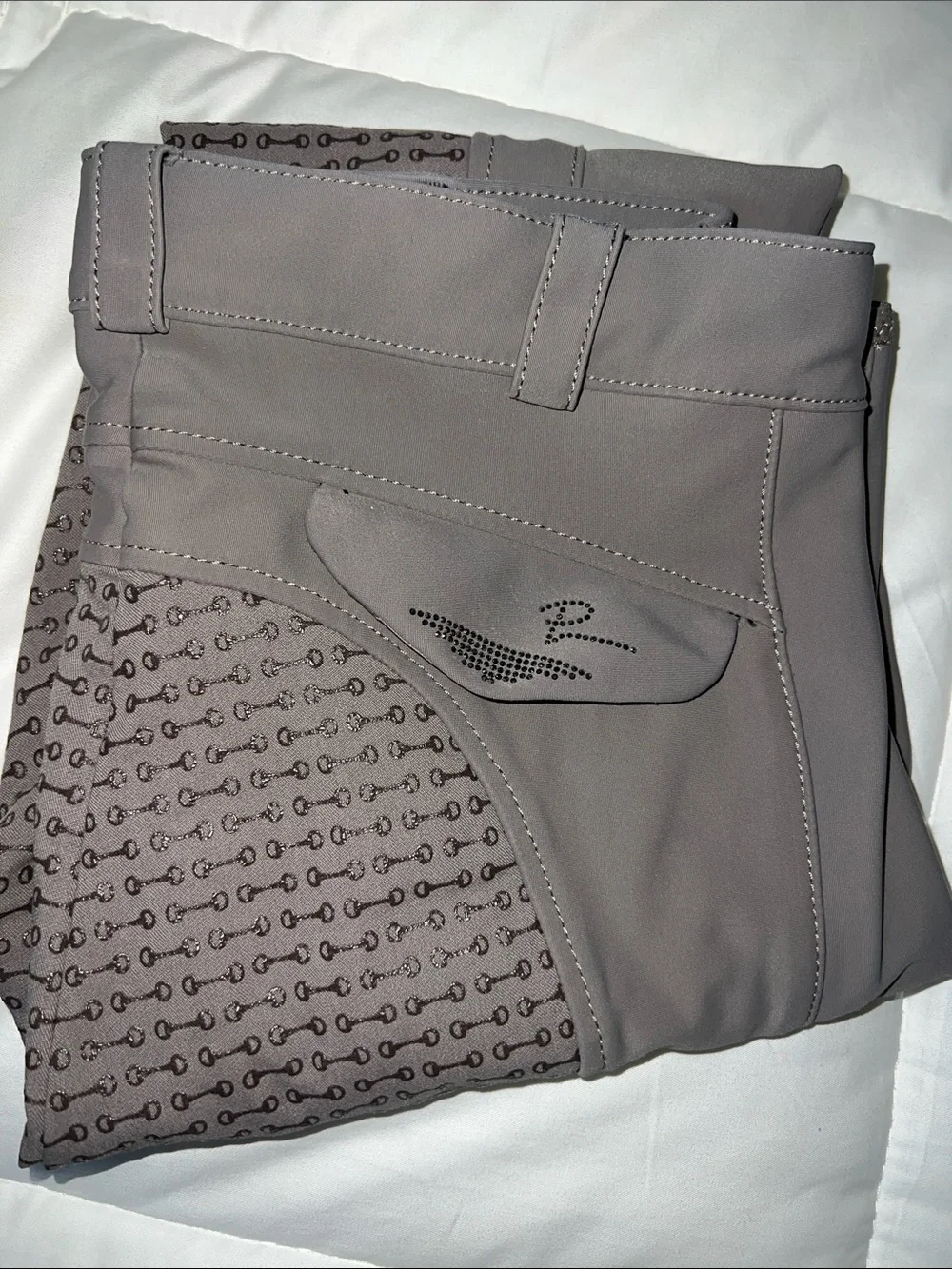 Pikeur Laure GR 38/6Taupe Equitation Breeches with Rhinestone Logo - Picture 3 of 16
